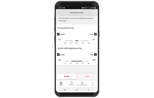 Fjernstyr varme og temperatur inne med Verisure App på smartmobilen
