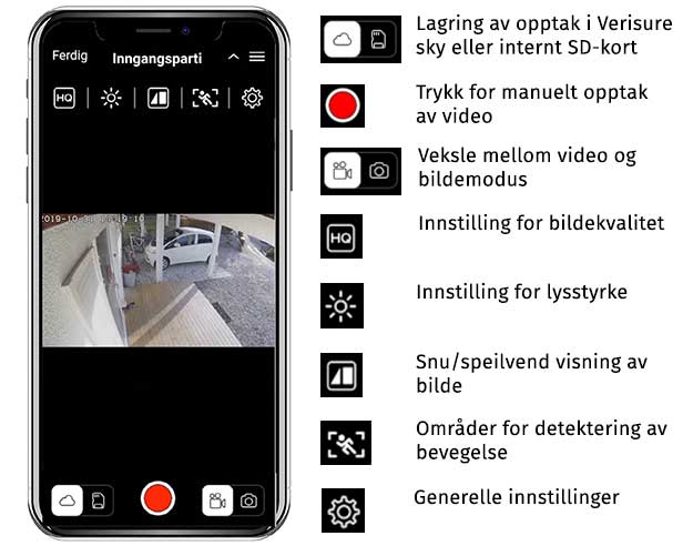 Verisure Cameras app knapper