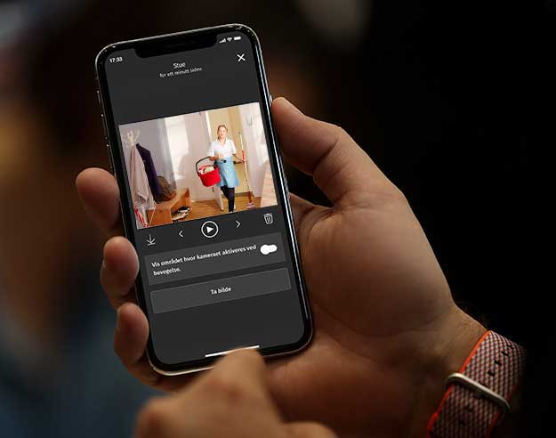 Verisure Cameras app med video av vaskehjelp