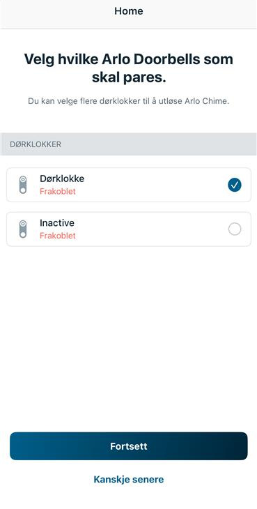 Velg tilkoblet dørklokke
