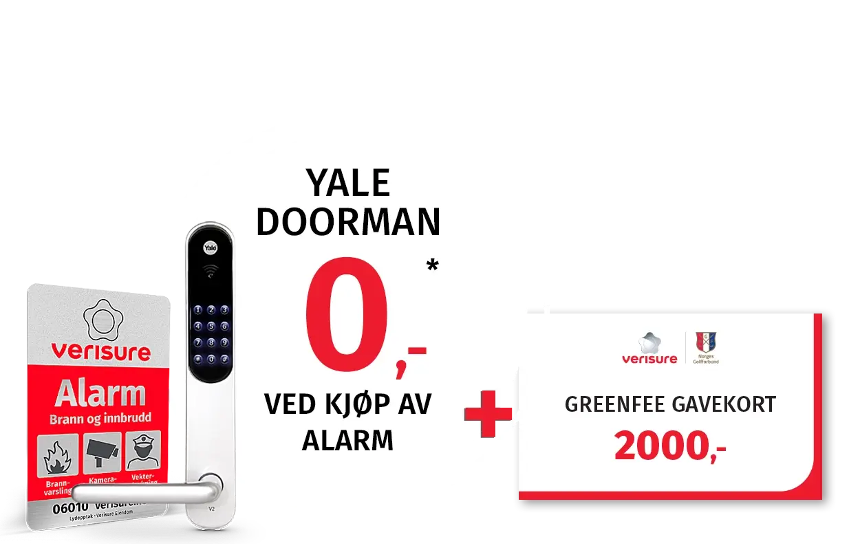 Tilbud på alarm og Yale Doorman for medlemmer av Norges Golfforbund Tilbud på alarm og Yale Doorman for medlemmer av Norges Golfforbund