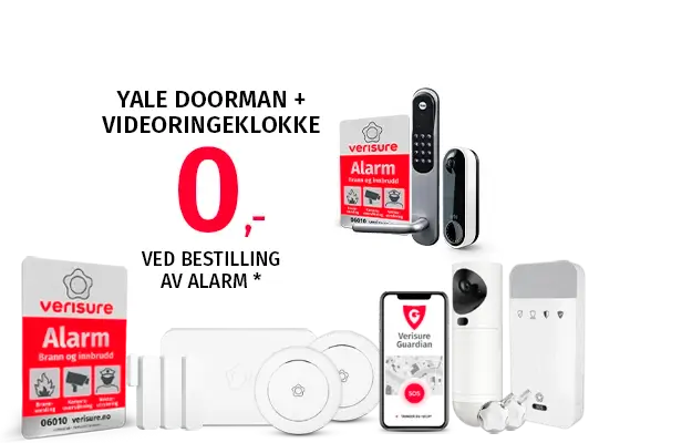 Tilbud på alarm med yale doorman og videoringeklokke