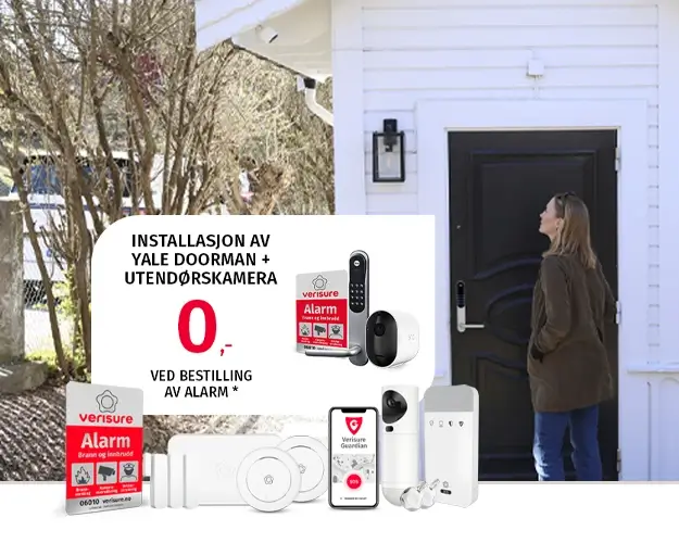 dame ringer på videoringeklokke på alarmsikret hus