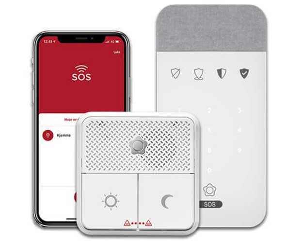 Betjeningspanel, nattsikringspanel og app med SOS kontaktalarm Betjeningspanel og app med SOS kontaktalarm