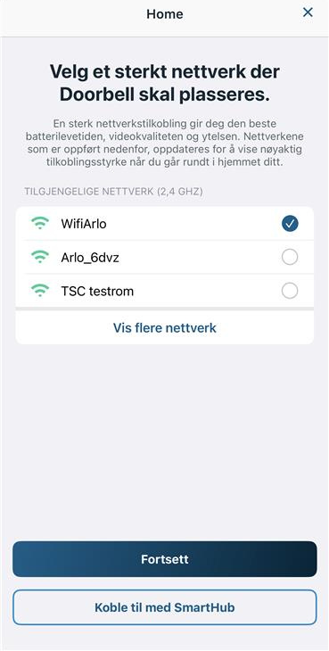 Velg WiFi-nettverk