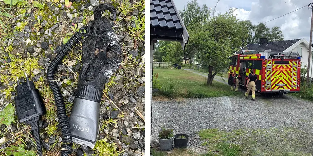 barbermaskinen som brant og brannbil barbermaskinen som brant og brannbil