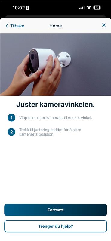 Juster kameravinkelen