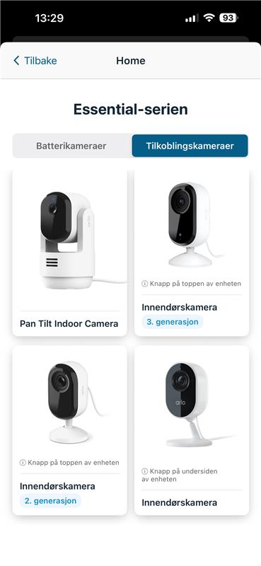 Velg innendørskamera