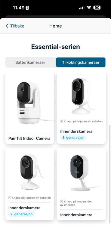 Velg innendørskamera
