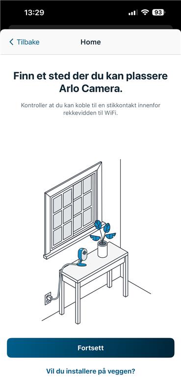 Plassering under oppsett