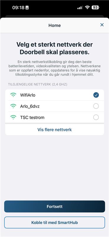 Velg WiFi-nettverk