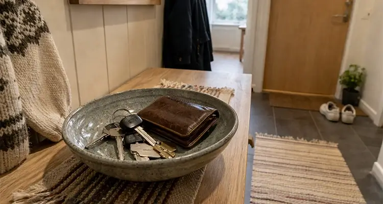 Bolle i gang med lommebok og nøkler Bolle i gang med lommebok og nøkler