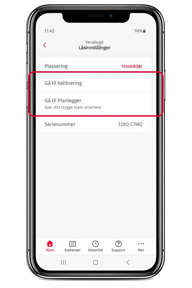 verisure app der du kan kalibrere og opprette rutiner for låsen