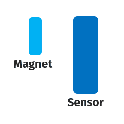 viser størrelsesforskjeller på magnet og sensor viser størrelsesforskjeller på magnet og sensor