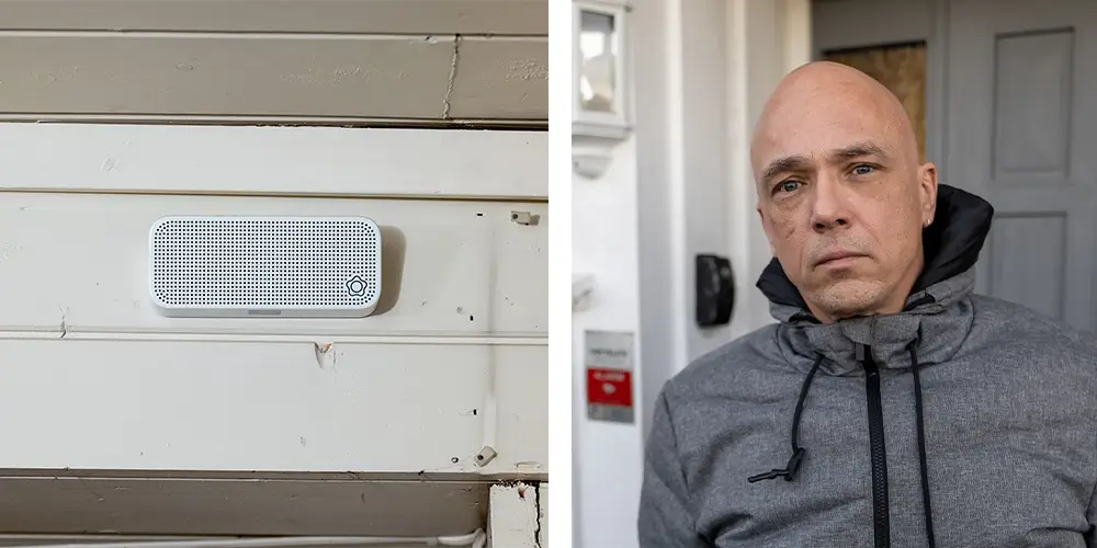 verisure voice og svein utenfør inngangsdøren verisure voice og svein utenfør inngangsdøren