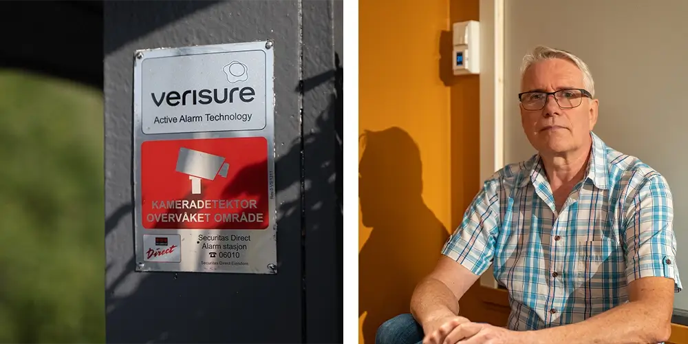 alarmskilt og Tom i studioet alarmskilt og Tom i studioet