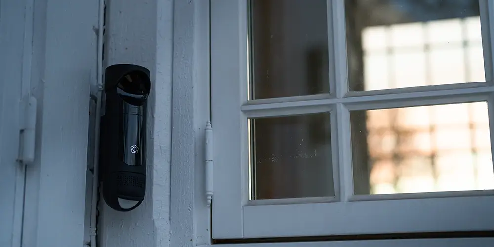utendørs sikkerhetskamera på vegg, kveld utendørs sikkerhetskamera på vegg, kveld
