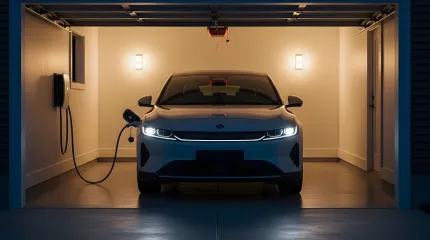 Bil som lader i garasje