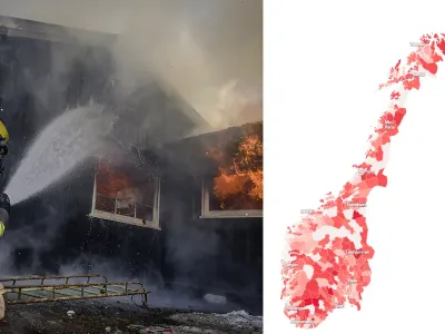brannmann slukker brann, oversiktsbilde norge