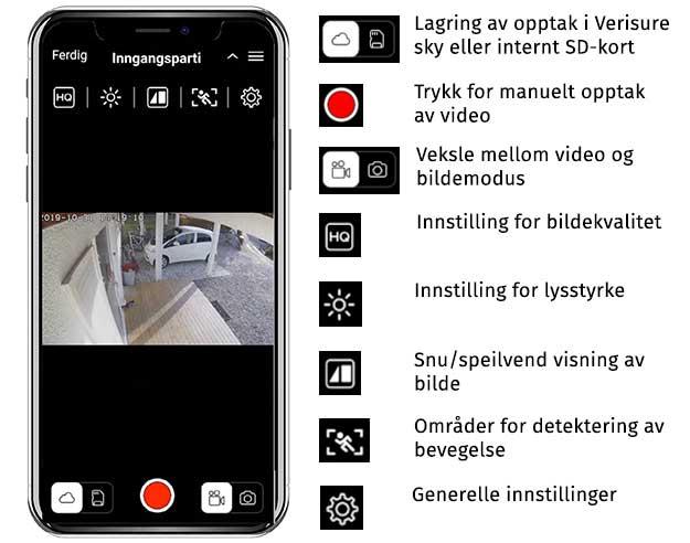 Verisure Cameras app knapper