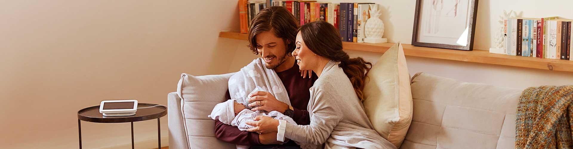 Family with baby in home secured by Verisure