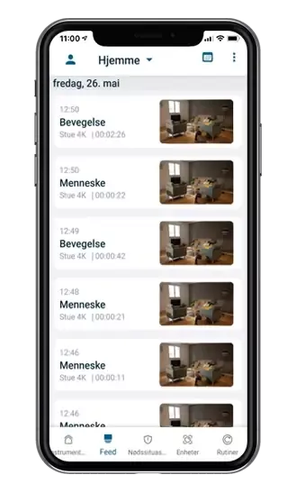 Arlo app opptak historikk