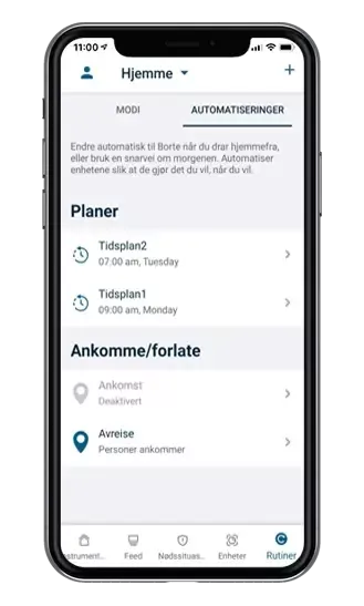 Arlo app automatiske rutiner