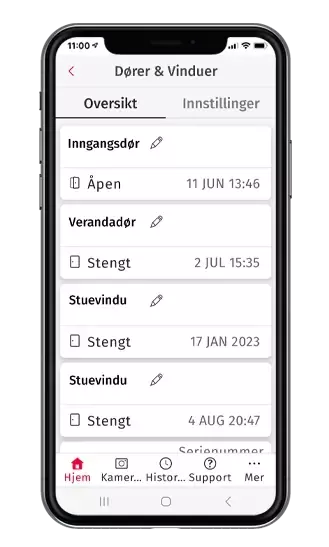 verisure app status på dører og vinduer