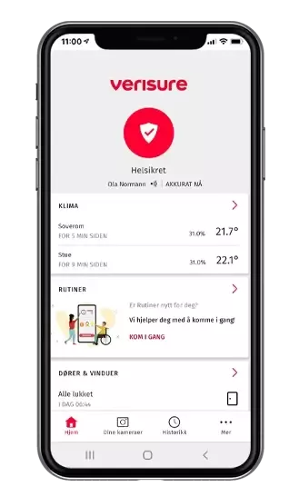 verisure app manuell endring av sikring