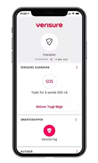 verisure app SOS-knapp i appen