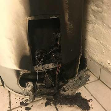 Varmtvannsbereder etter brann