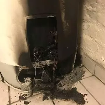 Varmtvannsbereder etter brann