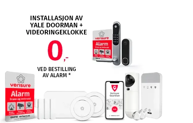 Installasjon av yale doorman og ringeklokke til 0,- ved bestilling av alarm